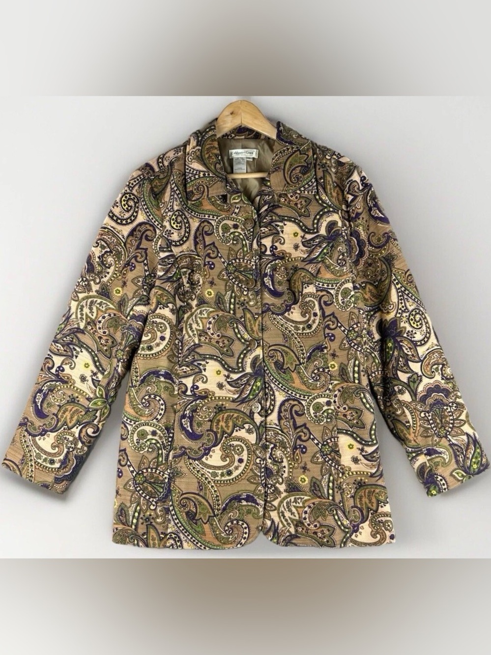 Coldwater Creek Paisley Quilted Jacket in Beige, Green & Purple